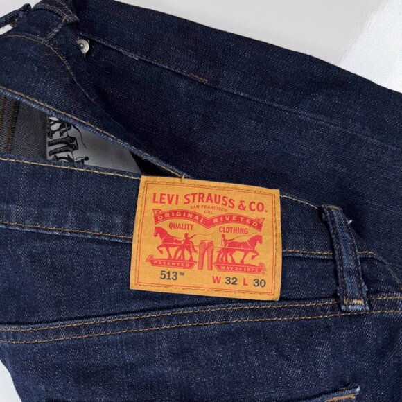 Levi's 513 Slim Straight Dark Blue Jeans Size W 32 x L 30 - Picture 2 of 7